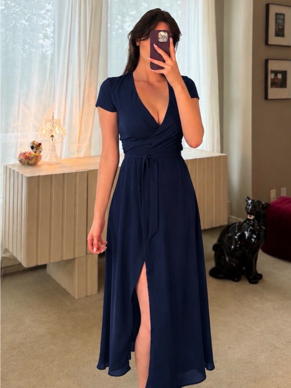 New xs Aritzia Deep Navy Wrap-Style Maxi Dress